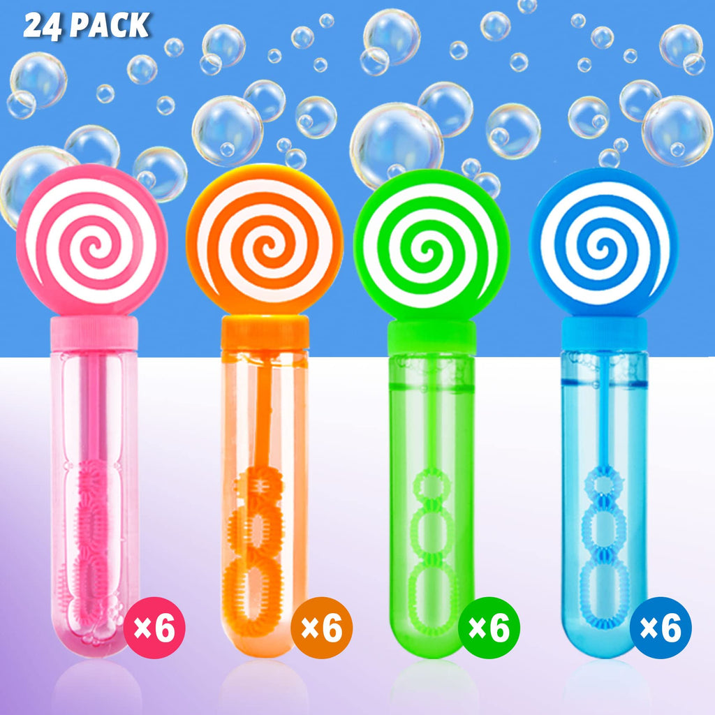 JOYYPOP 24 Pack Mini Bubble Wands – 4 Colors for Kids Party Favors