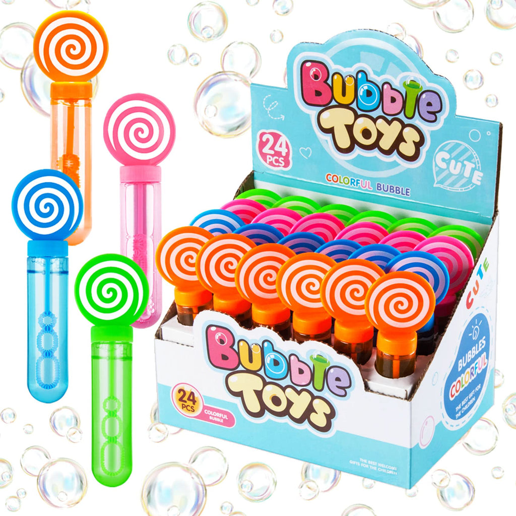 JOYYPOP 24 Pack Mini Bubble Wands – 4 Colors for Kids Party Favors