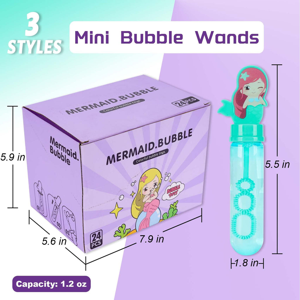 JOYYPOP 24 Pack Mini Mermaid Bubble Wands – Kids Party Favors & Bubble Toys