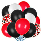 JOYYPOP 80Pcs Red Black White Balloons with Confetti – Graduation, Poker Card, Casino & Race Car Party Decorations