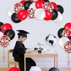 JOYYPOP 80Pcs Red Black White Balloons with Confetti – Graduation, Poker Card, Casino & Race Car Party Decorations