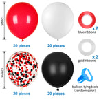 JOYYPOP 80Pcs Red Black White Balloons with Confetti – Graduation, Poker Card, Casino & Race Car Party Decorations