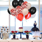 JOYYPOP 80Pcs Red Black White Balloons with Confetti – Graduation, Poker Card, Casino & Race Car Party Decorations