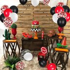 JOYYPOP 80Pcs Red Black White Balloons with Confetti – Graduation, Poker Card, Casino & Race Car Party Decorations