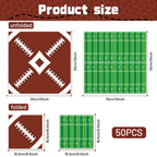 Jremreo Pack of 50 Football Napkins – Brown Football & Green Field Designs, 13x13 Inches