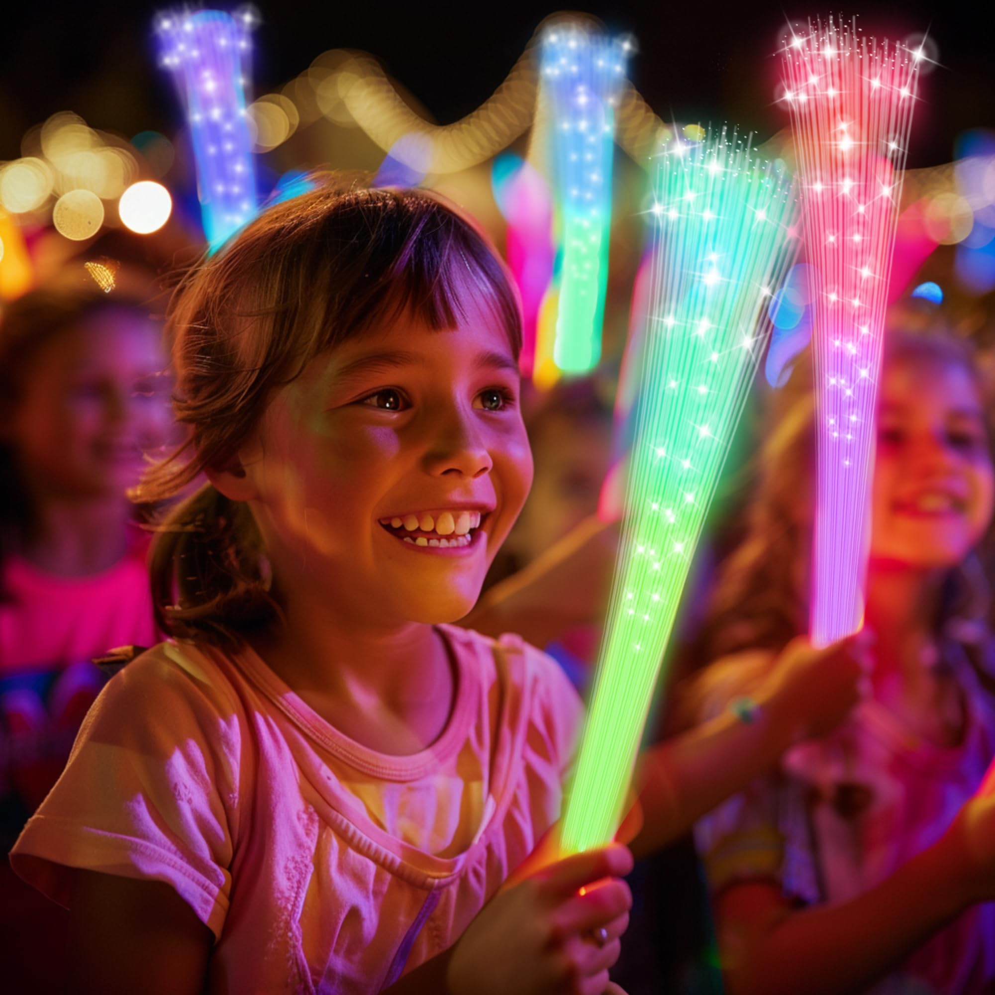 JSronms 24 Pcs Fiber Optic Wands – Glow LED Party Favors for Weddings & Events