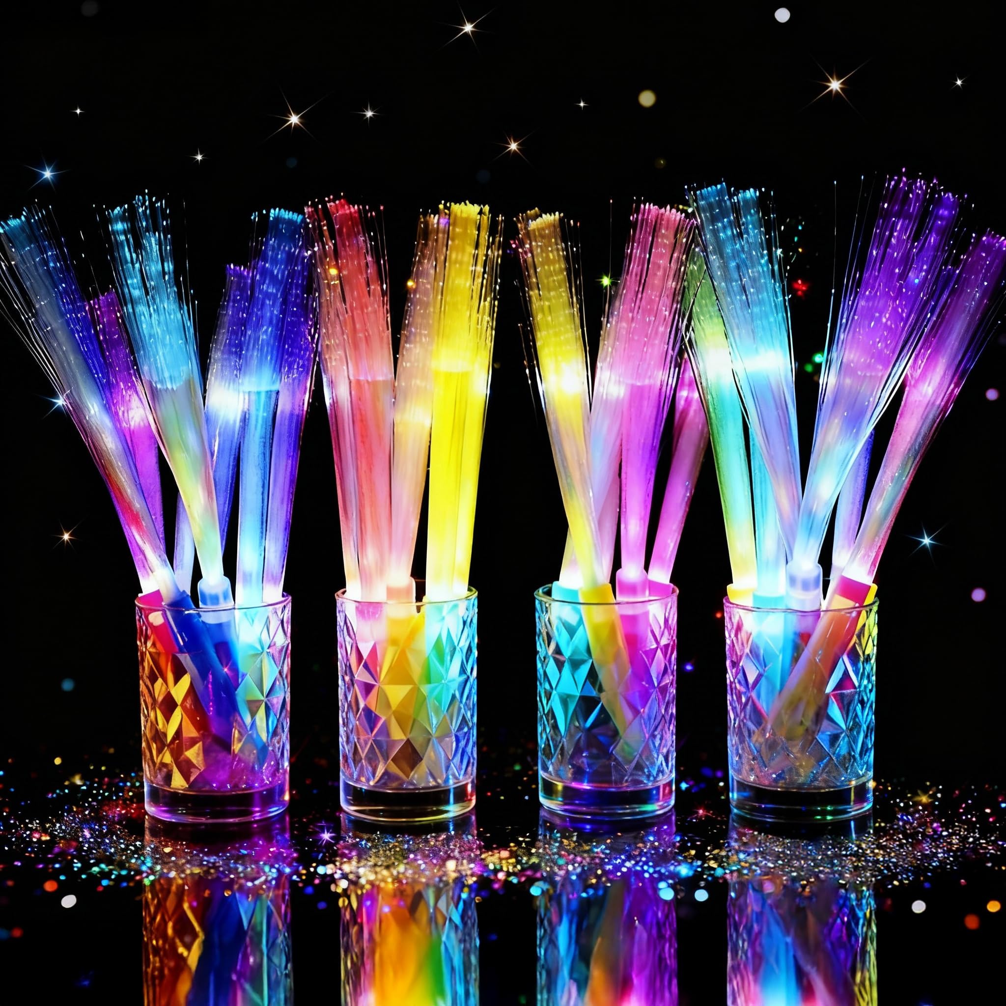 JSronms 24 Pcs Fiber Optic Wands – Glow LED Party Favors for Weddings & Events