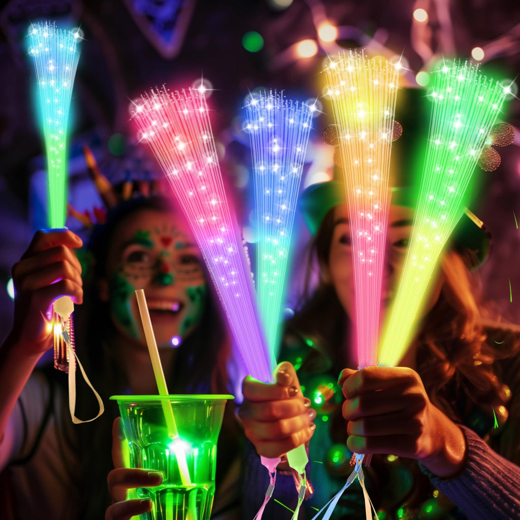 JSronms 24 Pcs Fiber Optic Wands – Glow LED Party Favors for Weddings & Events