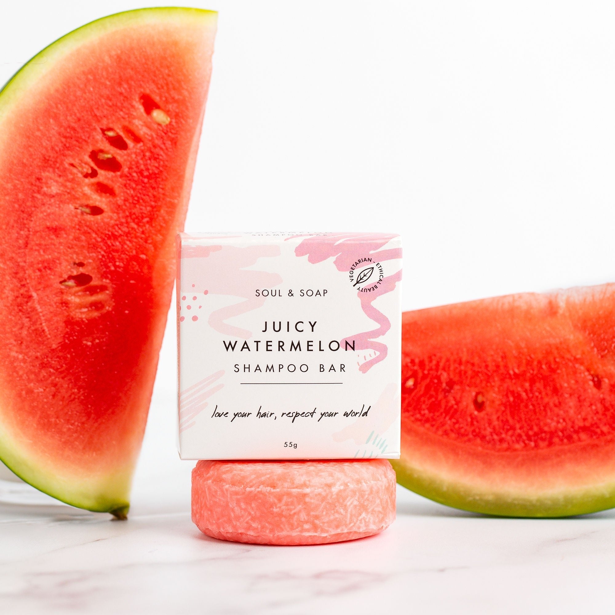 Saftiger Wassermelone Fester Shampoo-Riegel für alle Haartypen