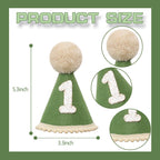 JUIIZAY First Birthday Banner Set – Green High Chair Banner, Crown Cake Topper, 1st Birthday Decor