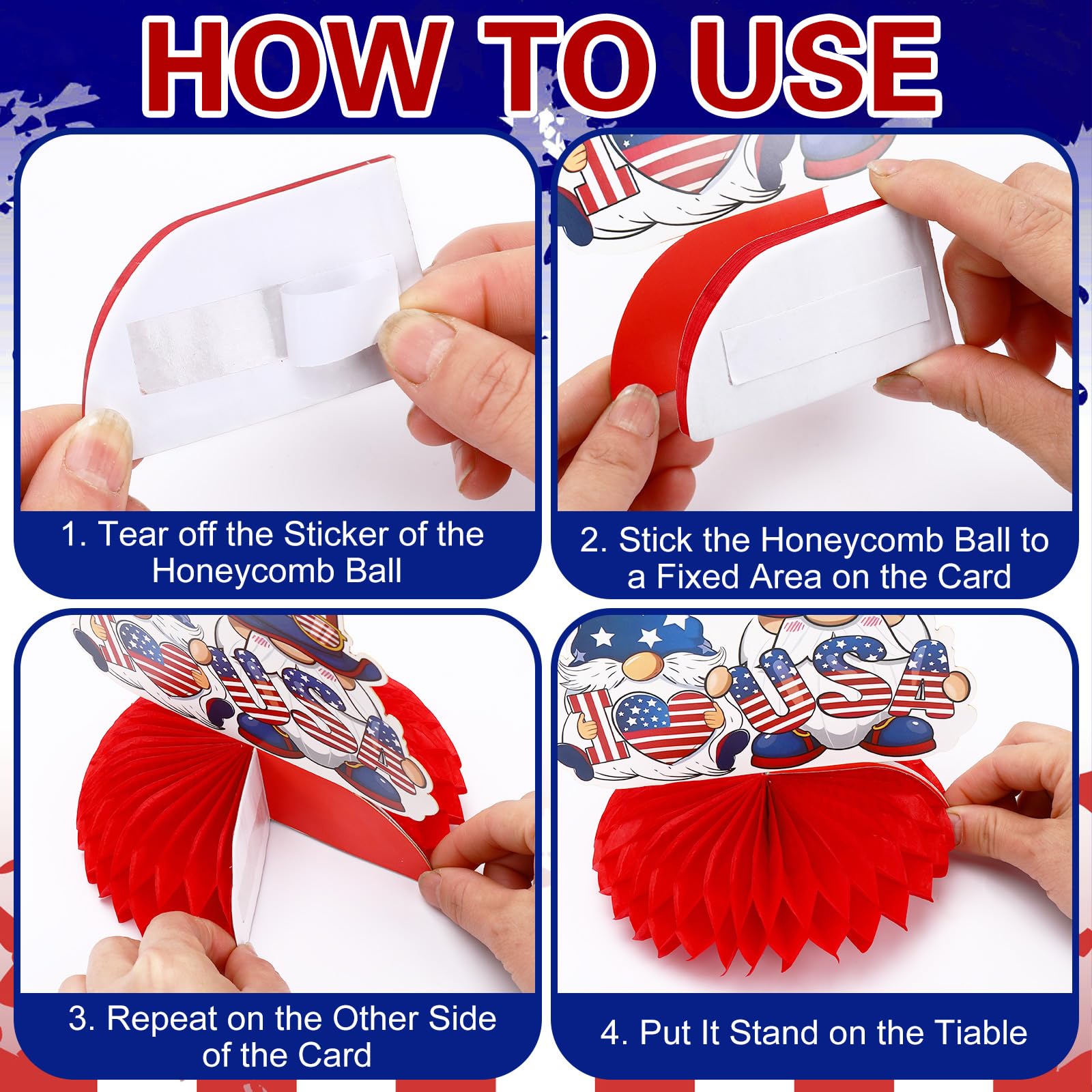 JULMELON 8-Piece Veterans Day Table Decorations | Honeycomb Centerpieces | 3D Double-Sided