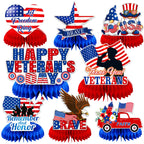 JULMELON 8-Piece Veterans Day Table Decorations | Honeycomb Centerpieces | 3D Double-Sided