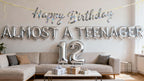 JumDaQQ 12th Birthday Decorations for Boys — Silver Banner & 12 Balloons