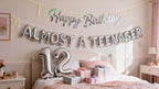 JumDaQQ 12th Birthday Decorations for Boys — Silver Banner & 12 Balloons