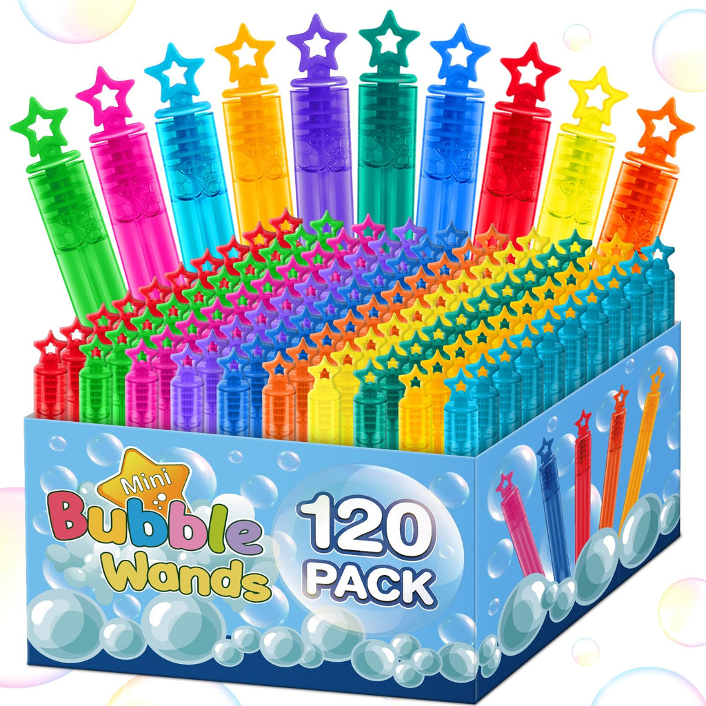 120 Mini Bubble Wands in Six Bright Colors | Jumlys Party Favors Pack
