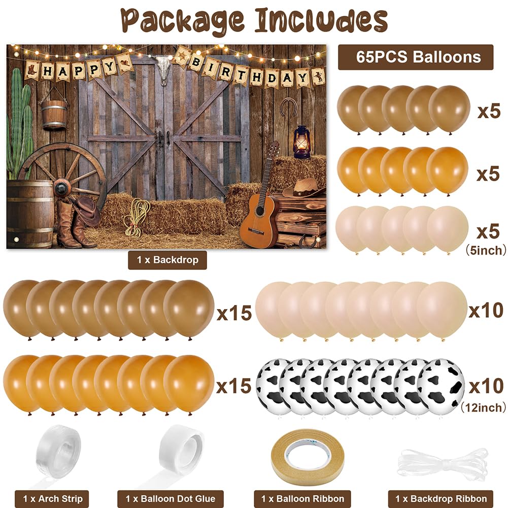 Jumpama Cowboy Birthday Decorations: 65 Pcs Balloons + Western Backdrop
