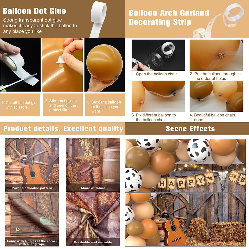 Jumpama Cowboy Birthday Decorations: 65 Pcs Balloons + Western Backdrop