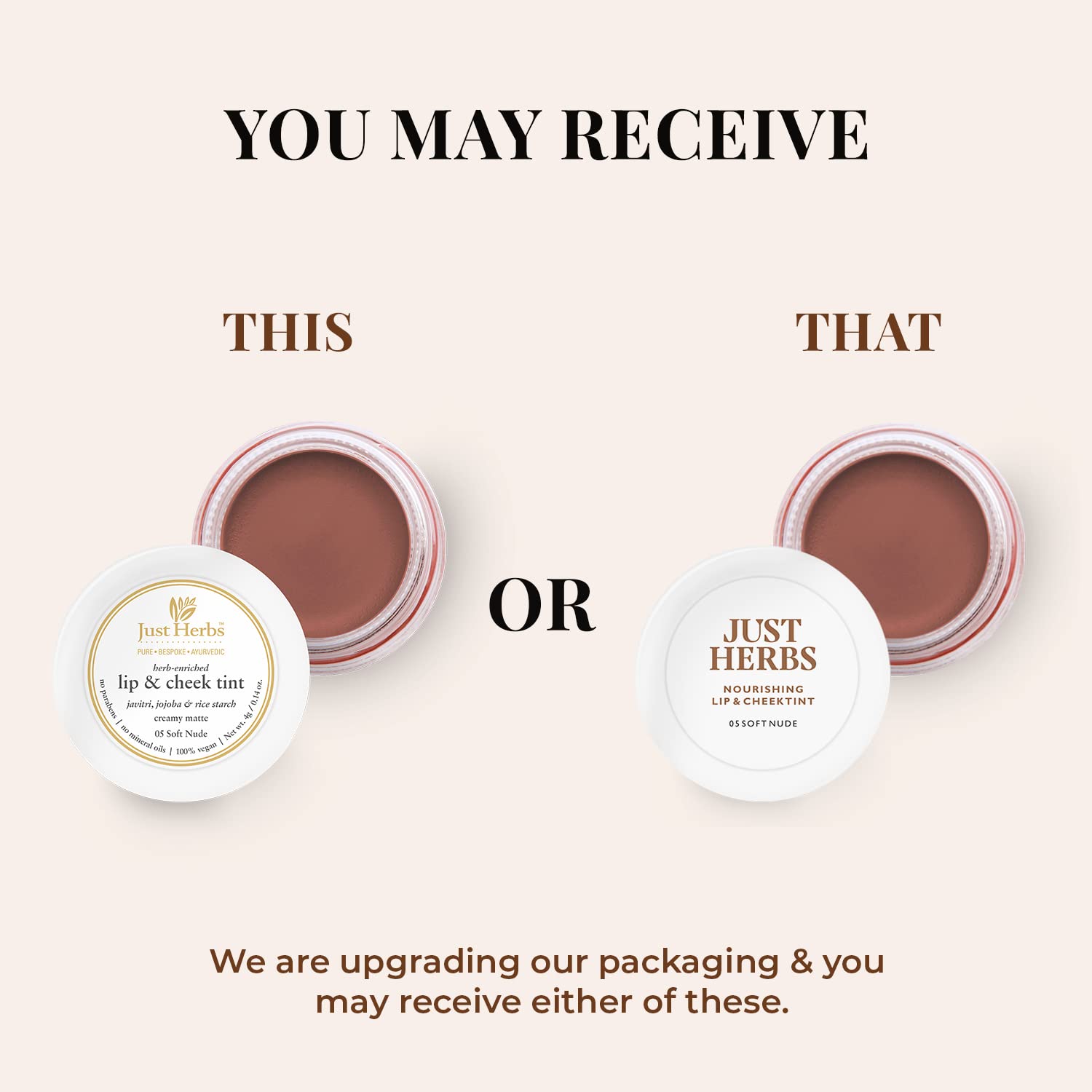 Just Herbs Bio Cremiger matter 3-in-1 Lippen- & Wangentint – Soft Nude, Vegan & Chemikalienfrei