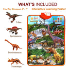 Just Smarty Interactive Dinosaur Learning Poster – Engaging Dinosaur Toys for Kids 3-5 | Includes 4 Figures and Sounds | Party Favors