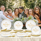 Justforjoyful The Adventure Begins Dinner Plates & Napkins – Engagement & Bridal Shower Set (25 Guests)