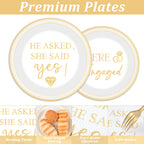 Justforjoyful 96Pcs Happy Engagement Party Supplies – She Said Yes Tableware Set for 24