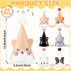 Justforjoyful 24 Pc Cat Birthday Cone Hats – Kitten Theme Party Supplies