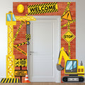 Justforjoyful Construction Porch Sign Banner – Yellow Excavator Truck Backdrop for Parties