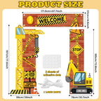 Justforjoyful Construction Porch Sign Banner – Yellow Excavator Truck Backdrop for Parties