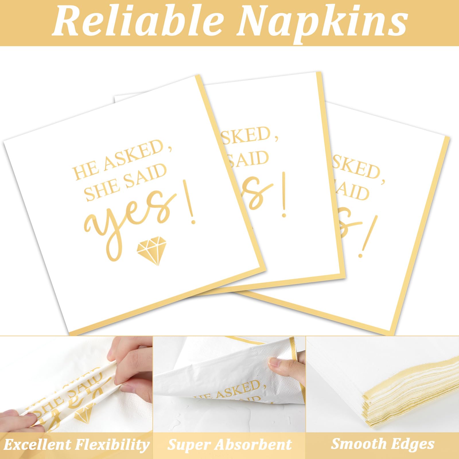 Justforjoyful 96Pcs Happy Engagement Party Supplies – She Said Yes Tableware Set for 24