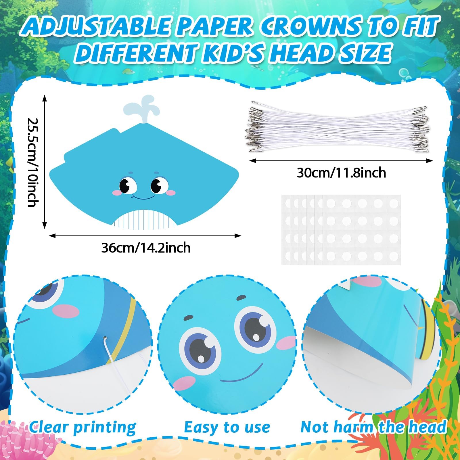 Justforjoyful 24Pcs Sea Animal Party Hats – Under the Sea Birthday Party Supplies