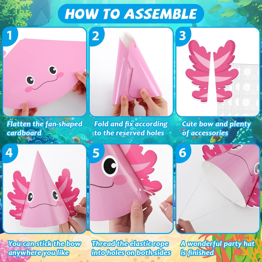 Justforjoyful 24Pcs Sea Animal Party Hats – Under the Sea Birthday Party Supplies