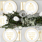 Justforjoyful 96Pcs Happy Engagement Party Supplies – She Said Yes Tableware Set for 24