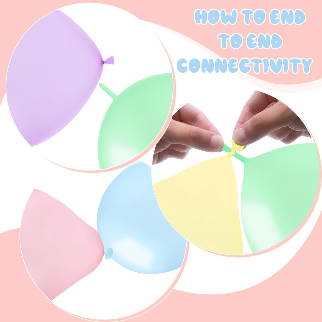 JUSTOTRY Link Balloons 6 Inch – 100 Pcs Quick Link Balloons in Macaron Colors for Arches, Chains & Walls