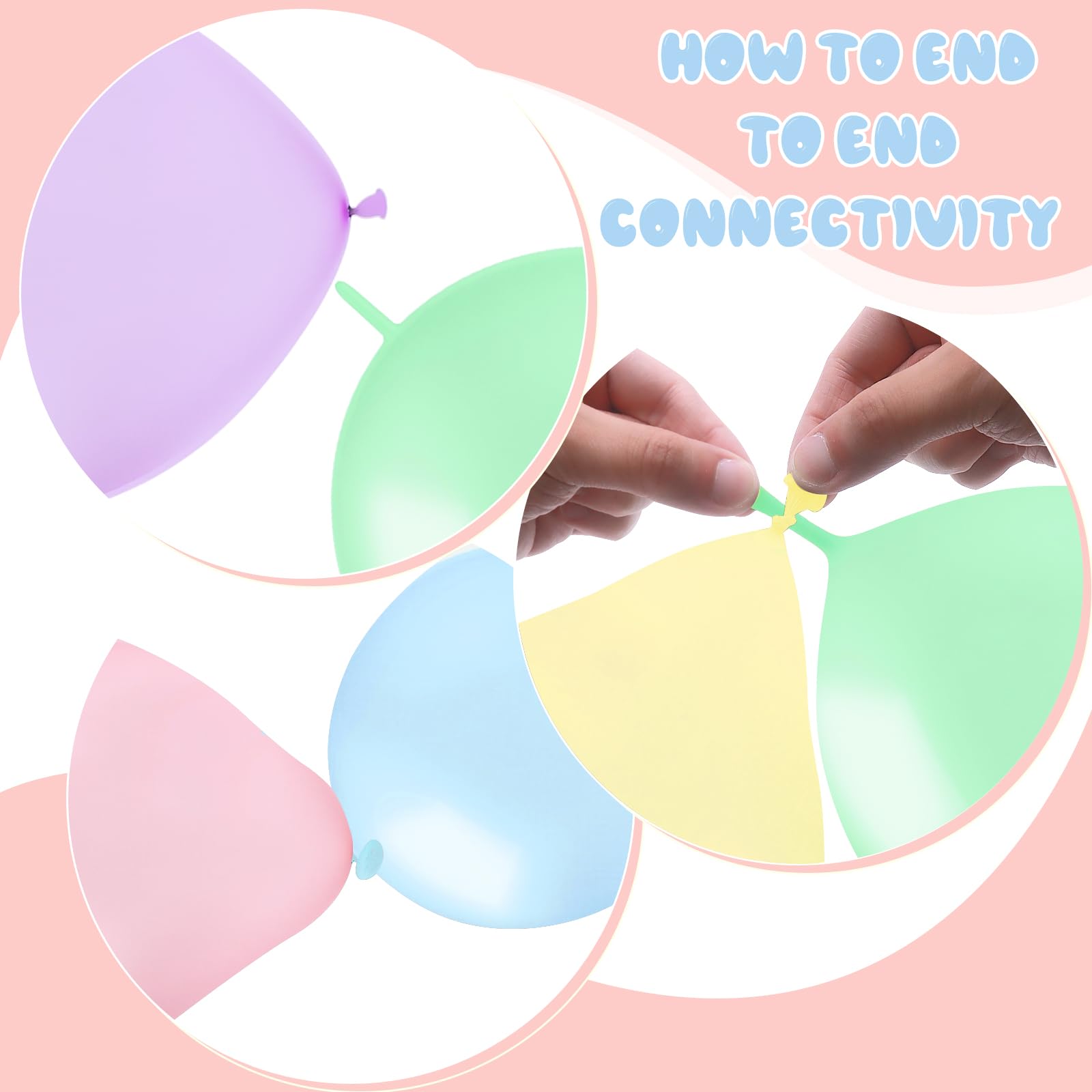 JUSTOTRY Link Balloons 6 Inch – 100 Pcs Quick Link Balloons in Macaron Colors for Arches, Chains & Walls