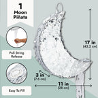 Juvale Pull String Moon Pinata – Silver Foil Crescent 17x11x3 in for Baby Showers & Birthdays