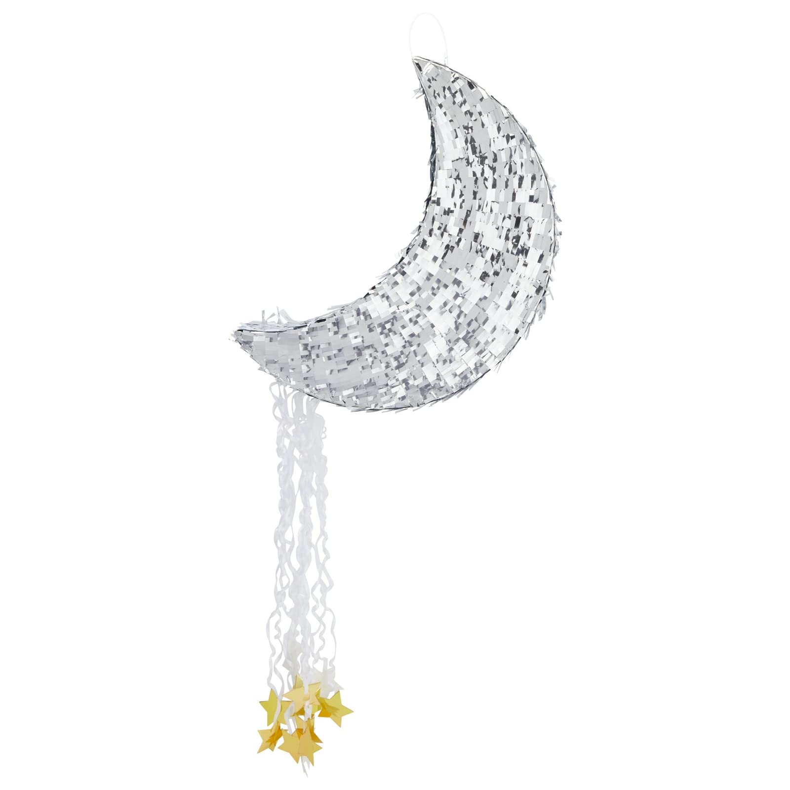Juvale Pull String Moon Pinata – Silver Foil Crescent 17x11x3 in for Baby Showers & Birthdays