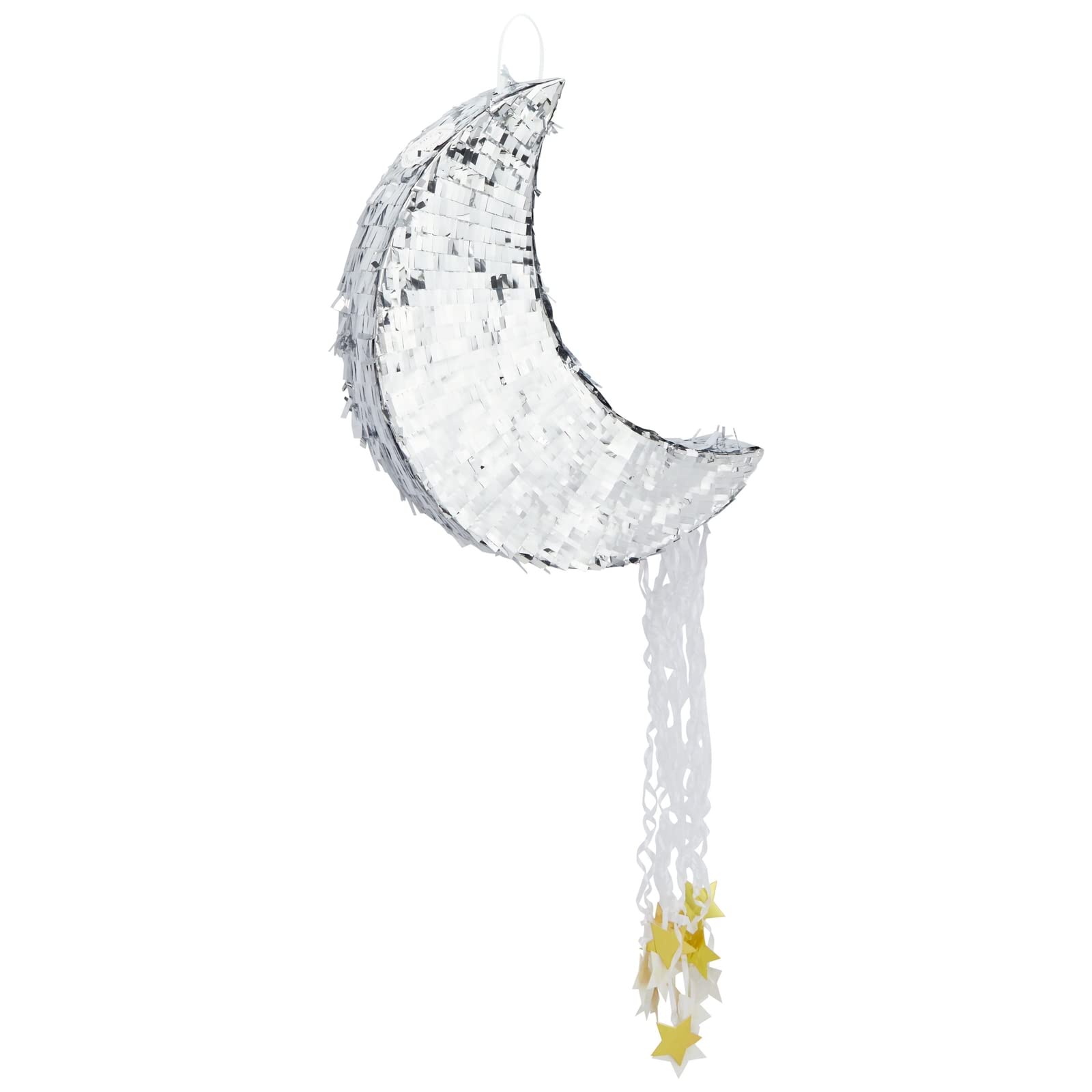 Juvale Pull String Moon Pinata – Silver Foil Crescent 17x11x3 in for Baby Showers & Birthdays
