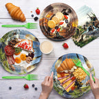 JVORFDG 120Pcs Dinosaur Party Supplies Set — Plates, Napkins, Cups & Green Forks (Serves 24)