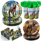 JVORFDG 120Pcs Dinosaur Party Supplies Set — Plates, Napkins, Cups & Green Forks (Serves 24)