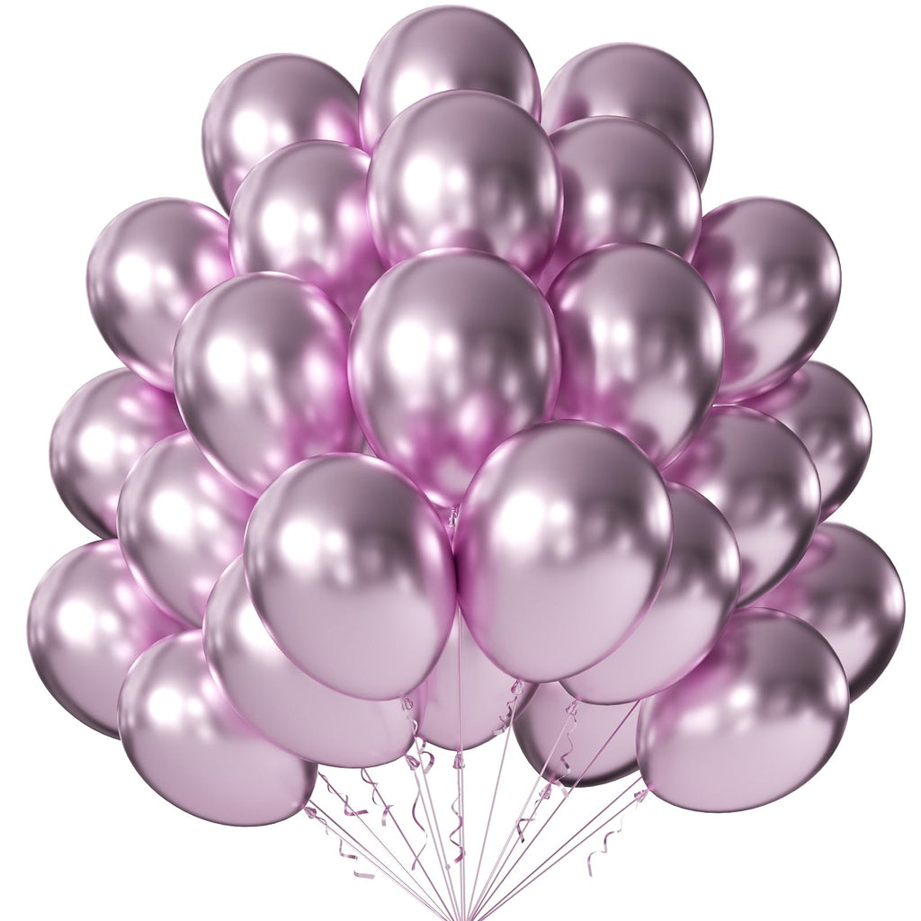 KALOR 10-Inch Metallic Pink Balloons - 100 Pcs Latex for Party Decor