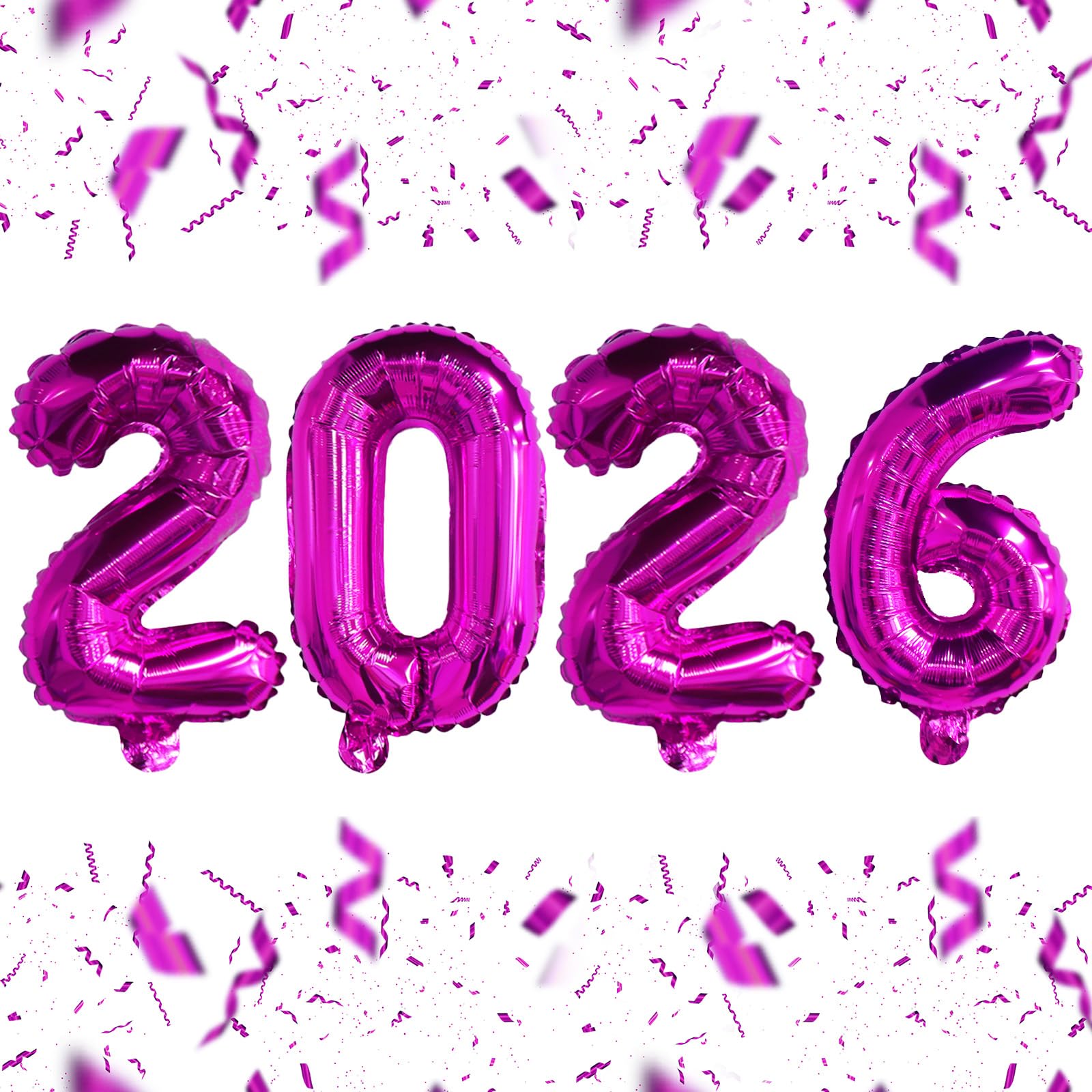 KALOR 16-Inch 2026 Hot Pink Foil Number Balloons – New Year & Graduation Decor