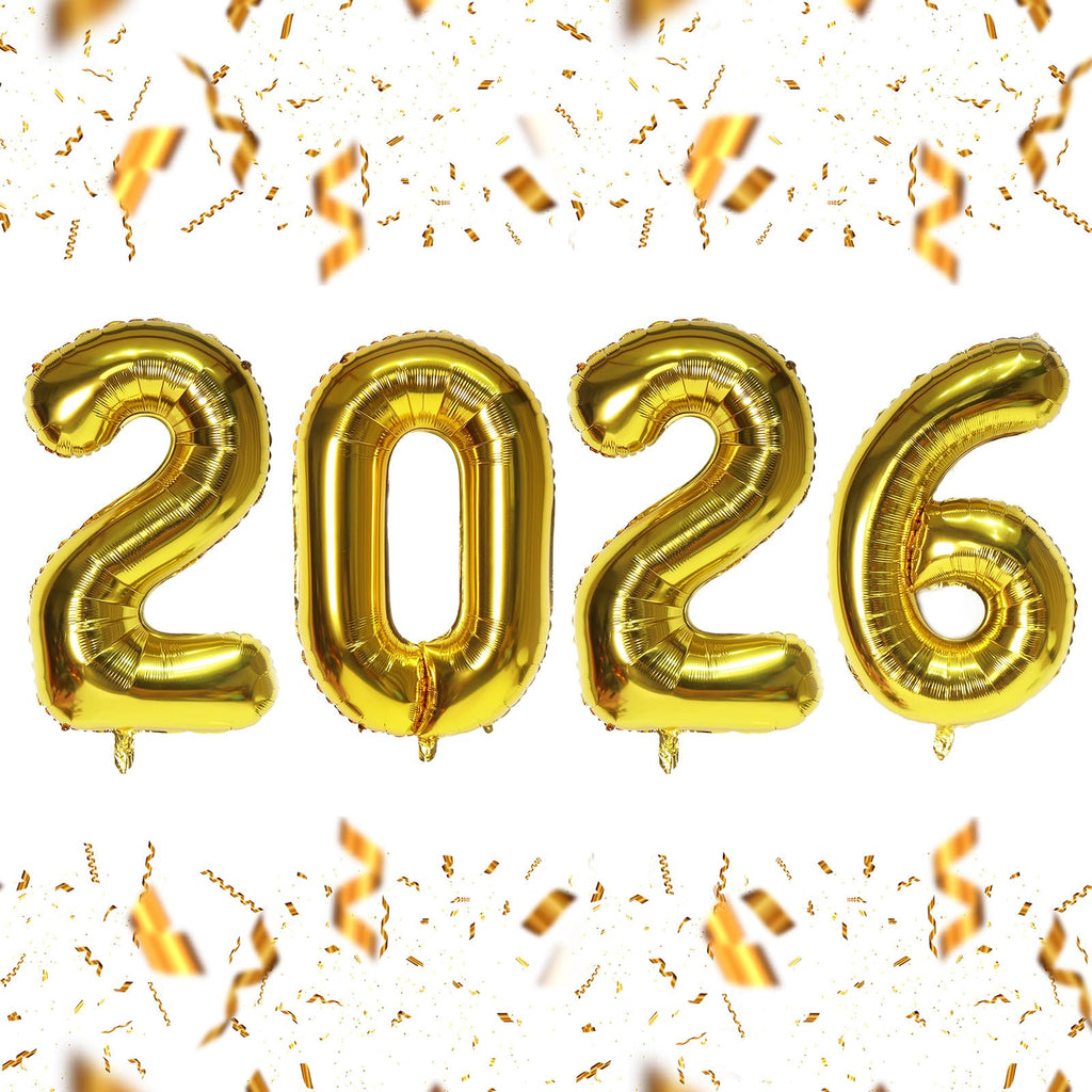 KALOR 16-Inch Gold Foil Number Balloons 2026 - New Year & Graduation Decor