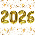 KALOR 16-Inch Gold Foil Number Balloons 2026 - New Year & Graduation Decor