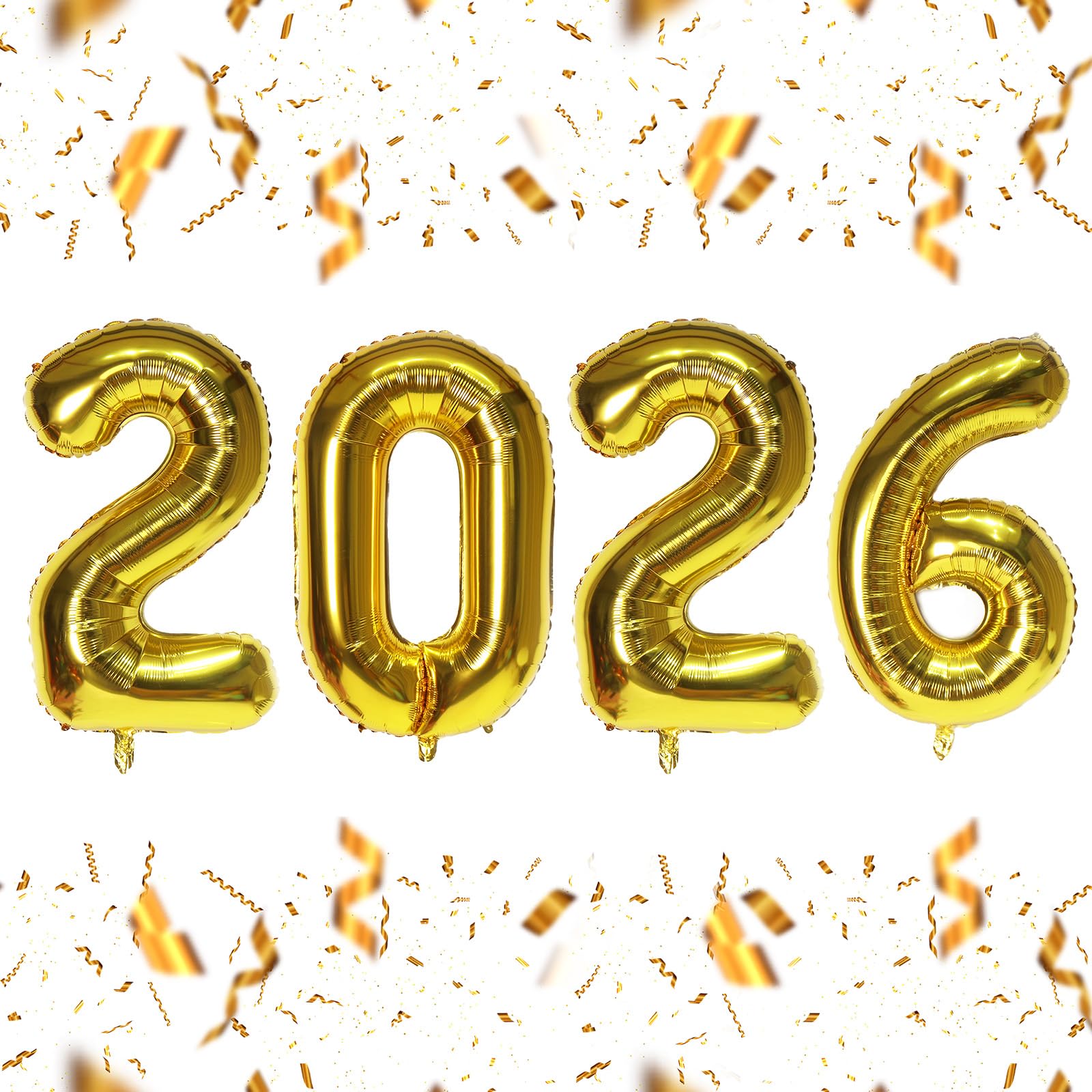 KALOR 16-Inch Gold Foil Number Balloons 2026 - New Year & Graduation Decor