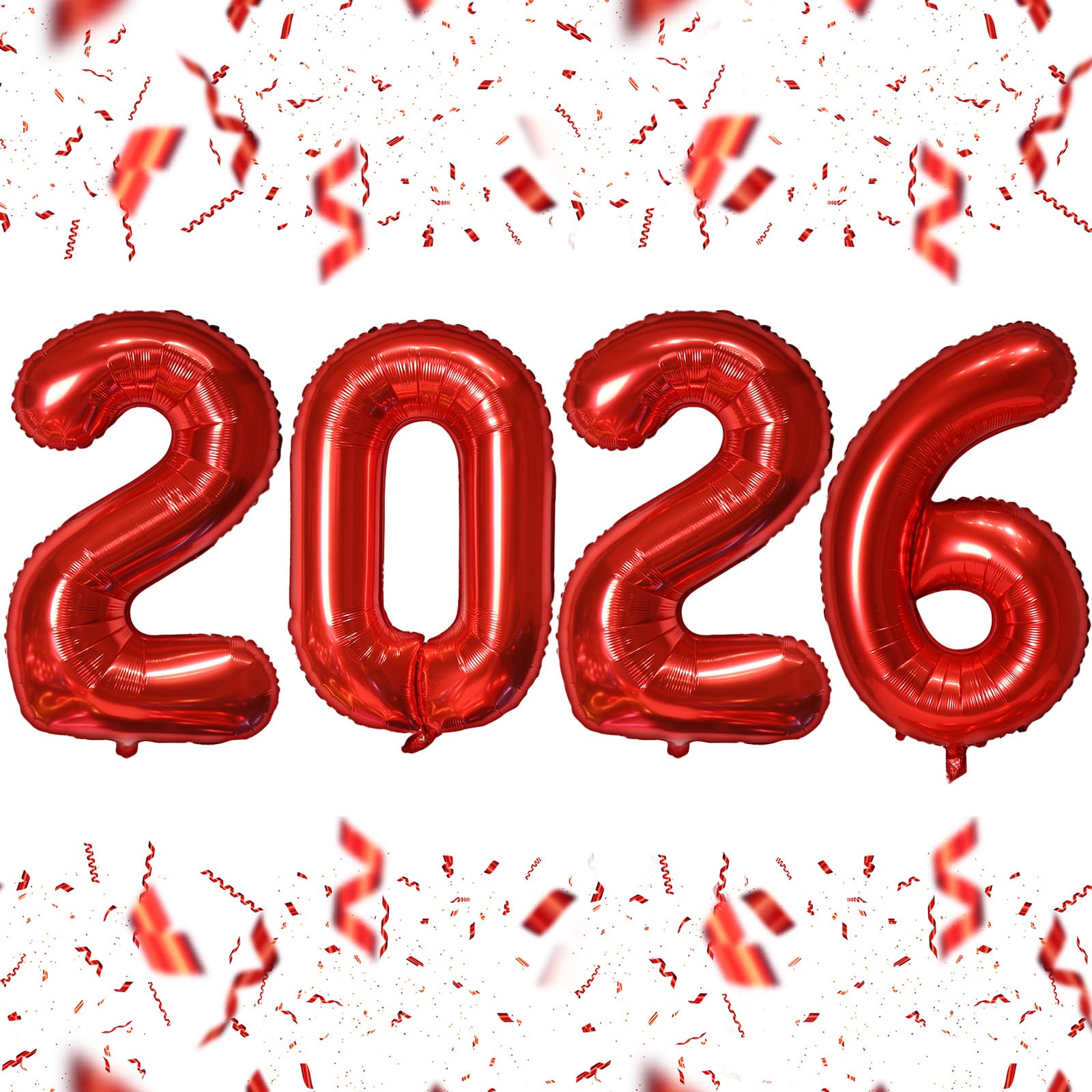 KALOR 16-Inch Red Foil 2026 Number Balloons – New Year & Graduation Decor