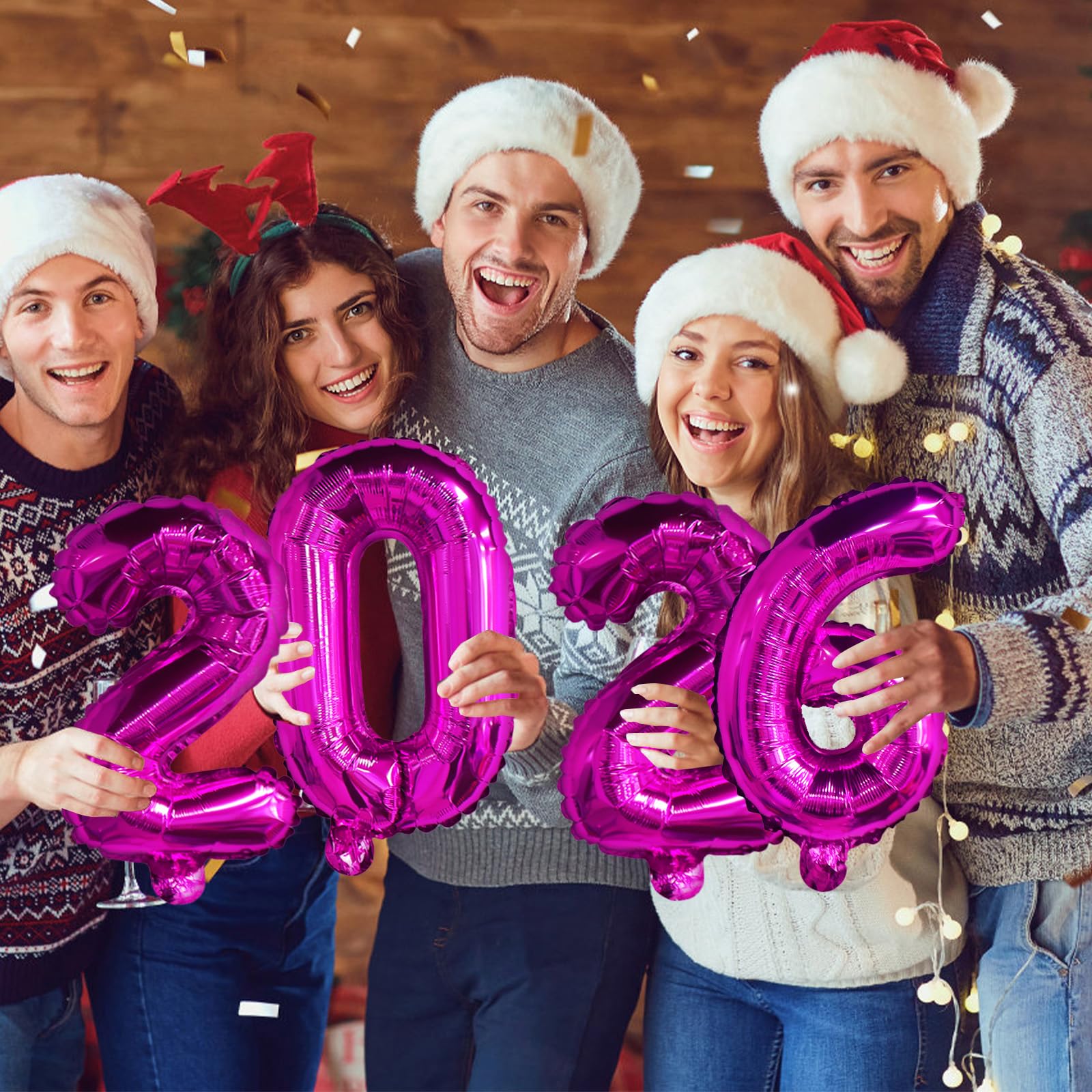 KALOR 16-Inch 2026 Hot Pink Foil Number Balloons – New Year & Graduation Decor
