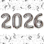 KALOR 16 Inch 2026 Silver Foil Number Balloons – New Year Eve & Graduation Party Decor