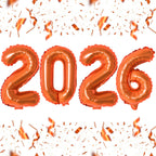 KALOR 16-Inch Orange Foil 2026 Balloons – New Year Backdrop & Graduation Party Decor