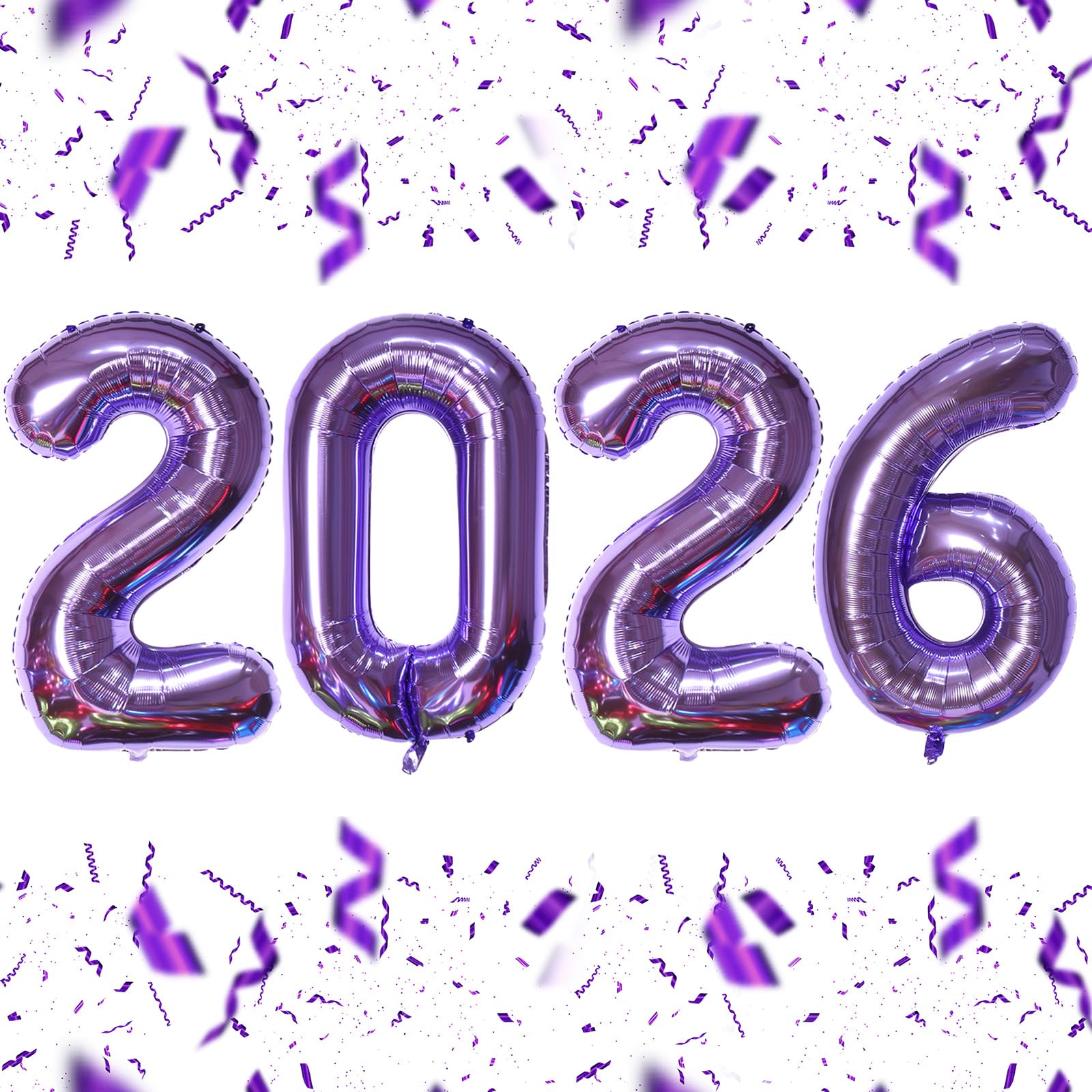 KALOR 16 Inch Purple Foil 2026 Number Balloons – New Year & Graduation Decor