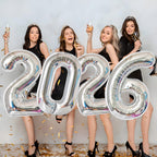 KALOR 32 Inch 2026 Silver Foil Number Balloons – New Year & Graduation Decor